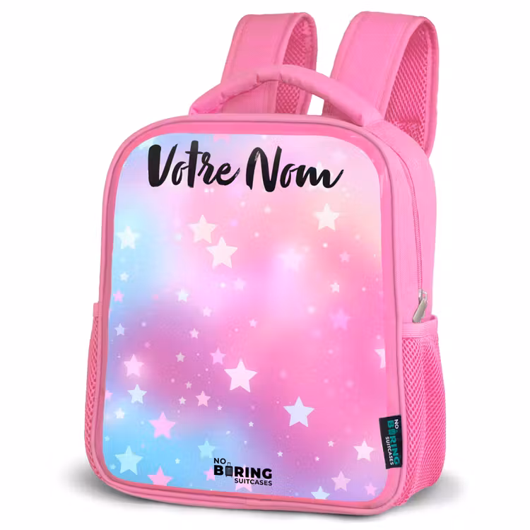 Sac à dos enfant avec nom - Rose - Étoiles - Rose - Bleu — 4