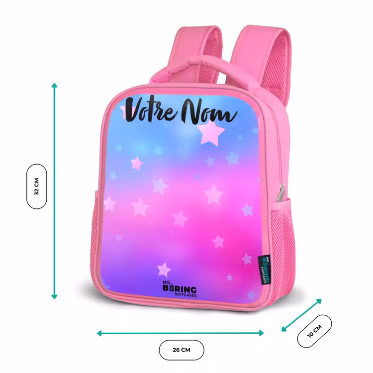 Sac à dos enfant avec nom - Rose - Étoiles - Rose - Bleu — 3