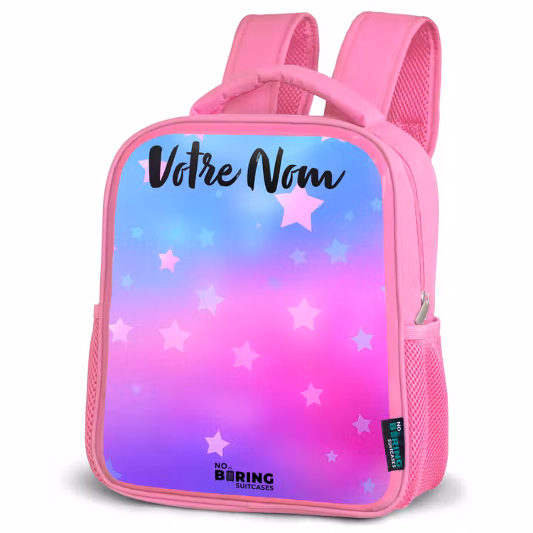 Sac à dos enfant avec nom - Rose - Étoiles - Rose - Bleu — 4