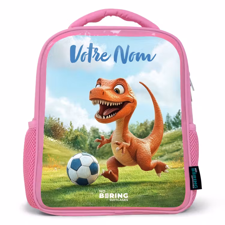 Sac à dos enfant avec votre nom - Rose - Football - Dino - Sports — 1