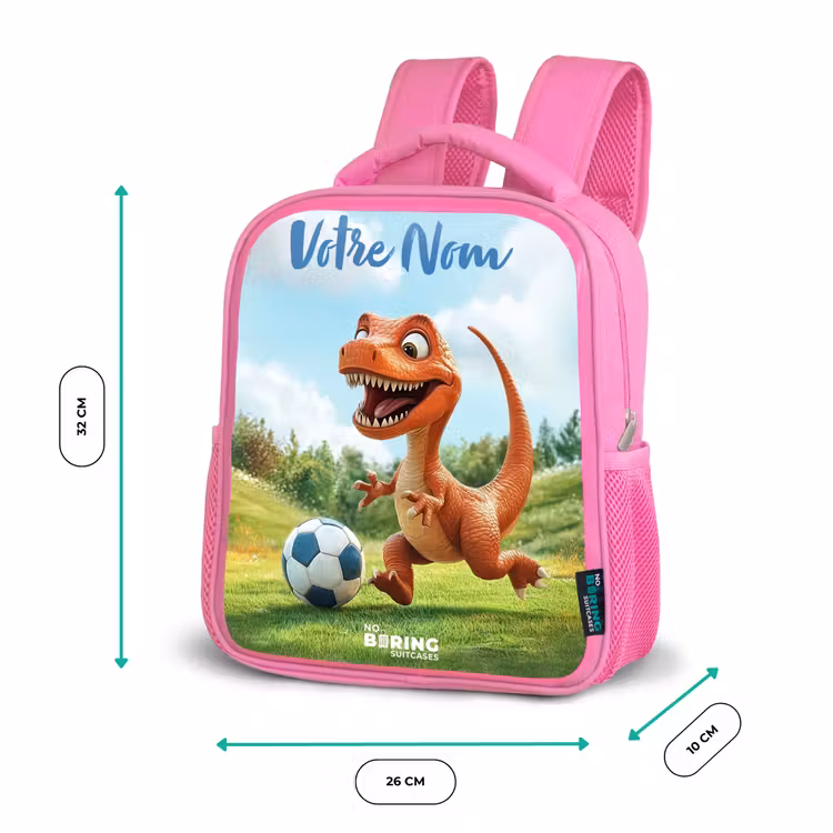 Sac à dos enfant avec votre nom - Rose - Football - Dino - Sports — 3