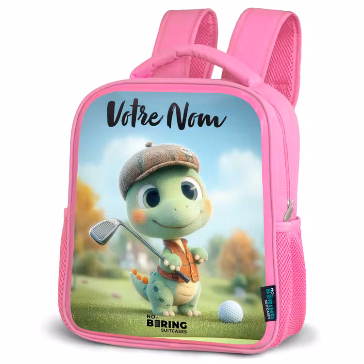 Sac à dos enfant avec votre nom - Rose - Golf - Dino - Vert — 4