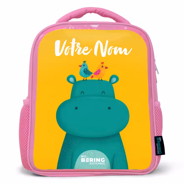 Enfant sac à dos - Rose - Hippo - Oiseaux - Jaune — 1