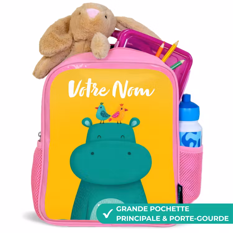 Enfant sac à dos - Rose - Hippo - Oiseaux - Jaune — 2