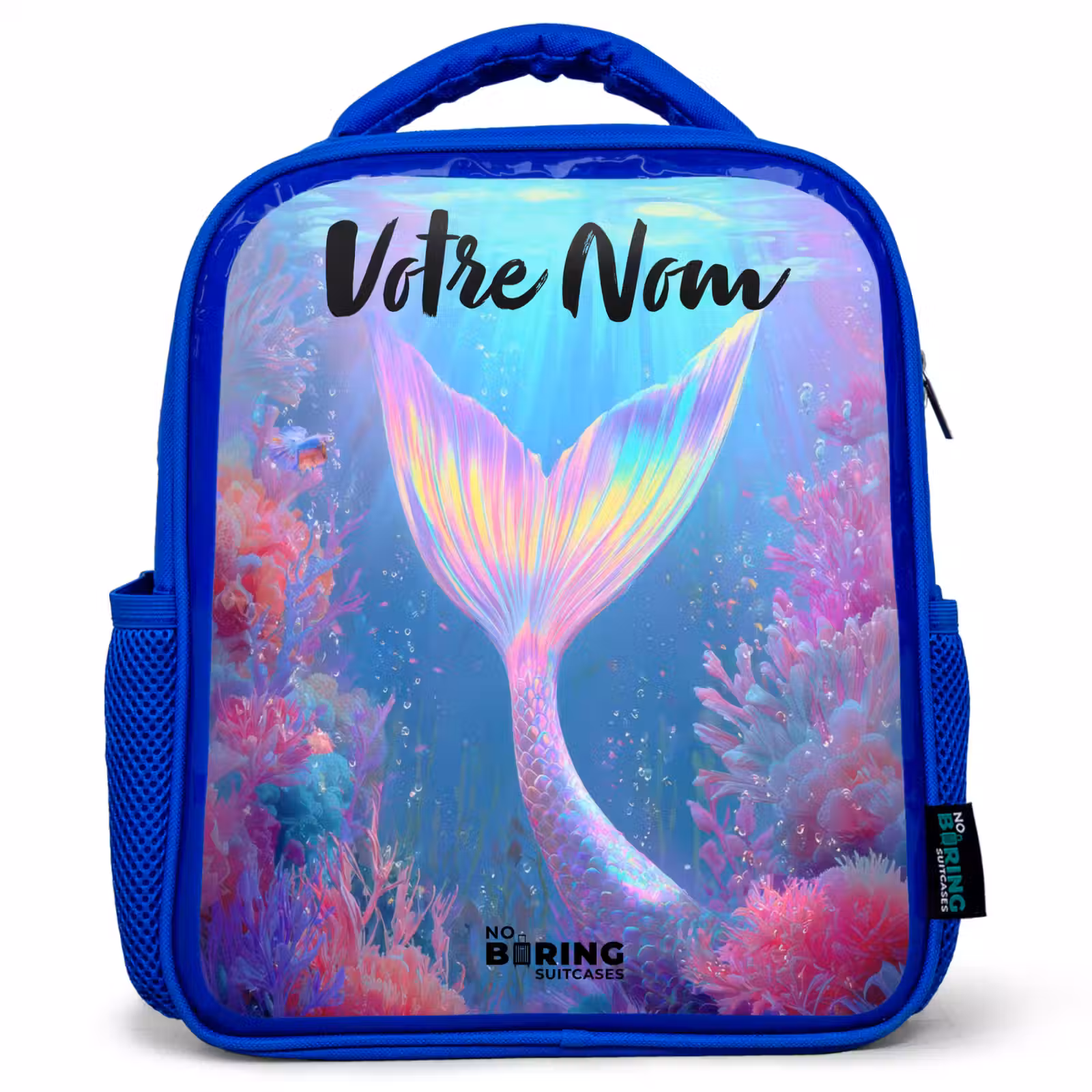 Sac à dos enfant avec nom - Bleu - Sirène - Corail - Eau — 1