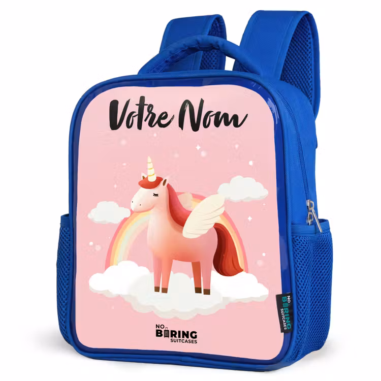 Sac à dos enfant avec nom - Bleu - Licorne - Ailes - Rose - Arc-en-ciel — 7