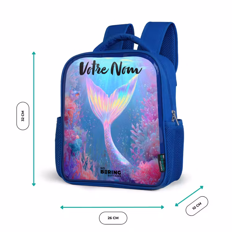 Sac à dos enfant avec nom - Bleu - Sirène - Corail - Eau — 6