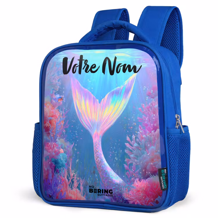Sac à dos enfant avec nom - Bleu - Sirène - Corail - Eau — 7