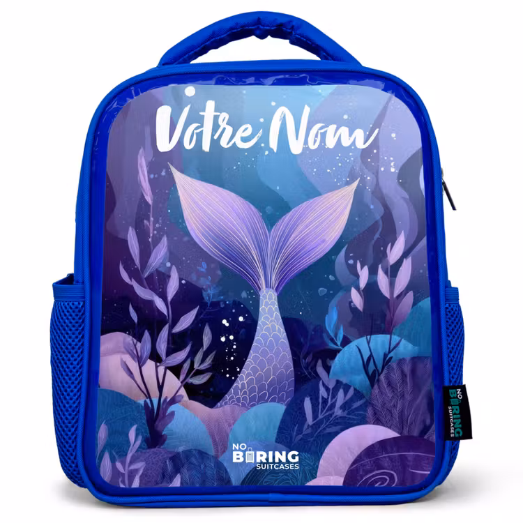 Sac à dos enfant avec nom - Bleu - Sirène - Sous l'eau - Violet - Bleu — 1