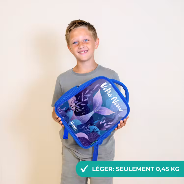 Sac à dos enfant avec nom - Bleu - Sirène - Sous l'eau - Violet - Bleu — 3