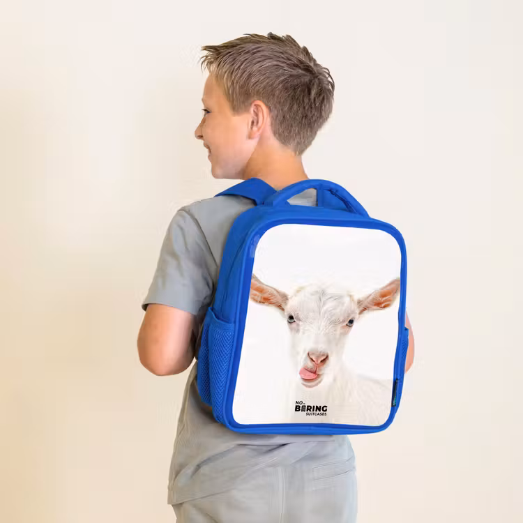 Sac à dos enfant - Bleu - Chèvre tirant la langue — 2