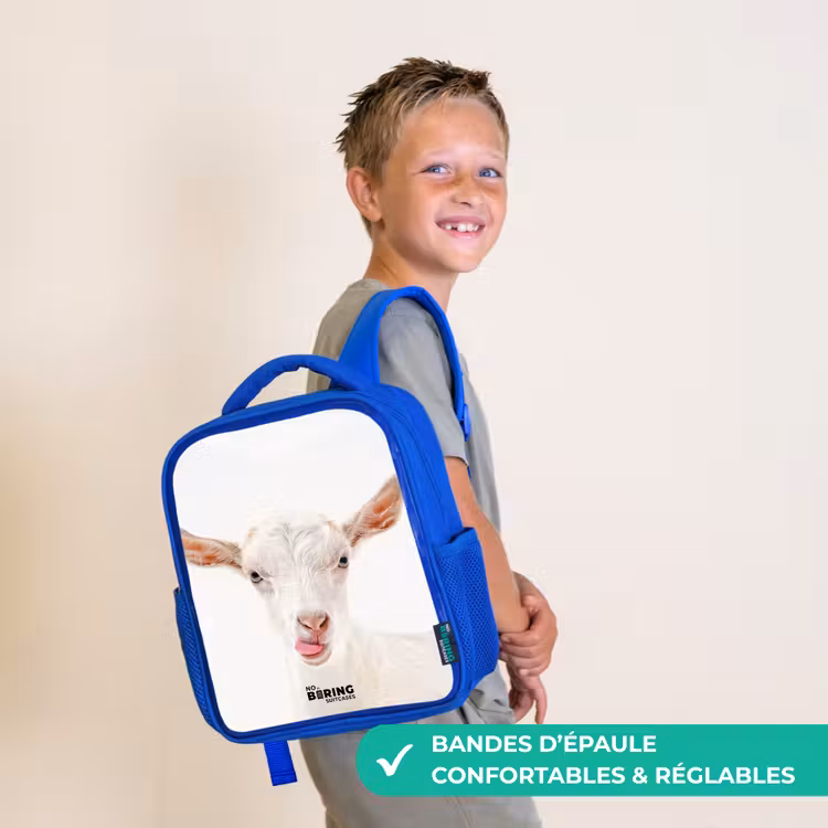 Sac à dos enfant - Bleu - Chèvre tirant la langue — 4