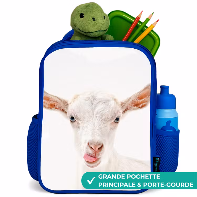 Sac à dos enfant - Bleu - Chèvre tirant la langue — 5