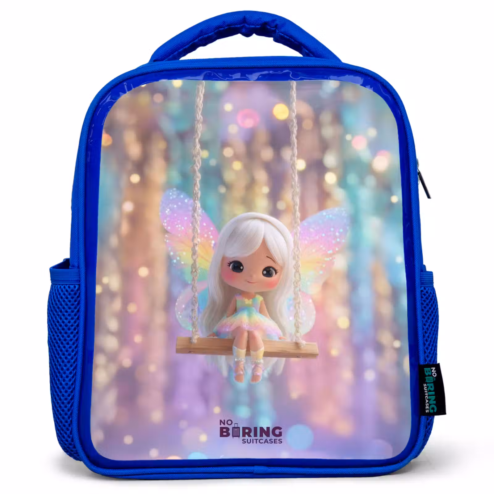 Sac à dos enfant avec nom - Bleu - Fée - Elfe - Arc-en-ciel — 1