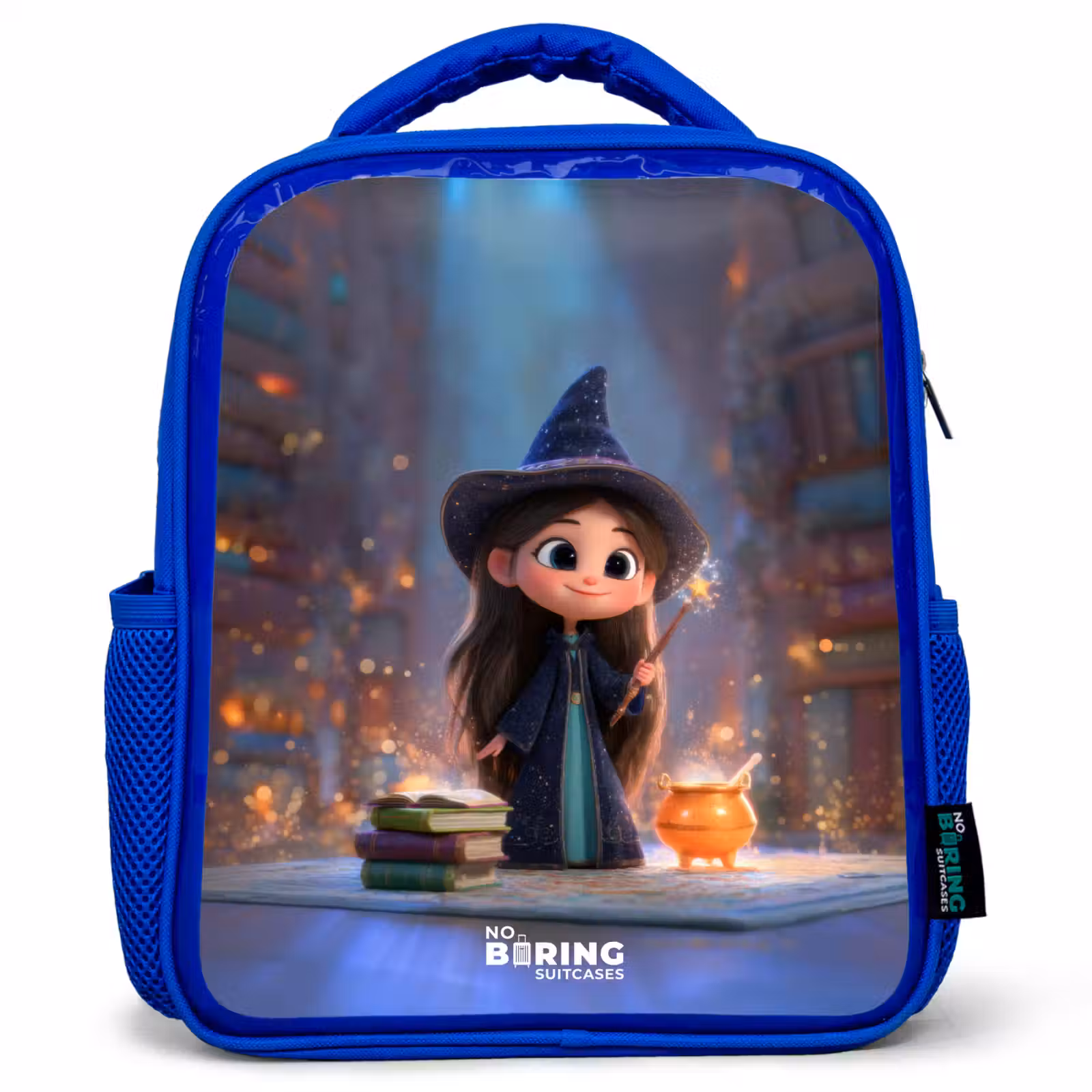 Sac à dos enfant avec nom - Bleu - Petite enchanteresse dans la bibliothèque — 1