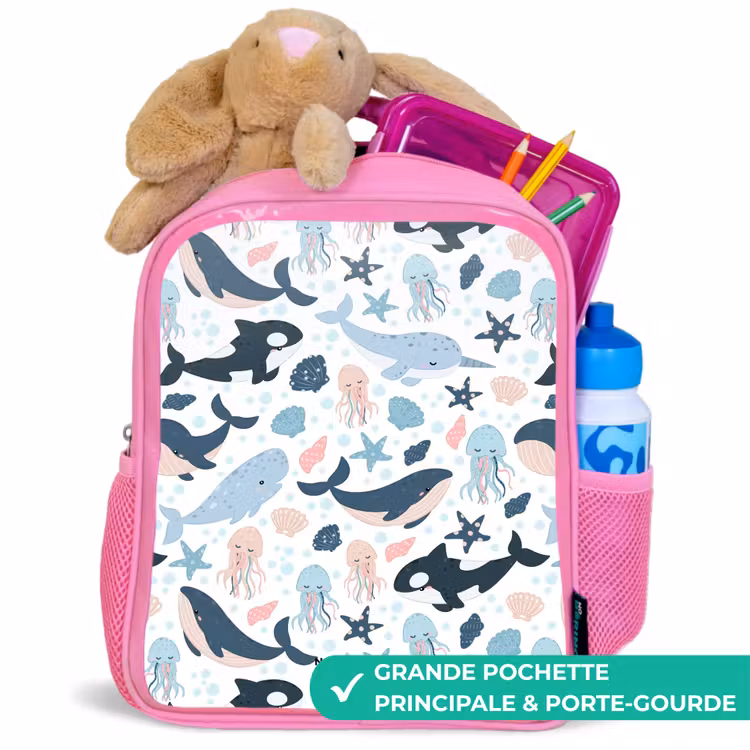 Enfant sac à dos - Rose - Animaux marins colorés — 2