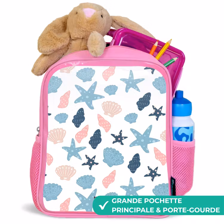 Enfant sac à dos - Rose - Motif coquillage coloré — 2