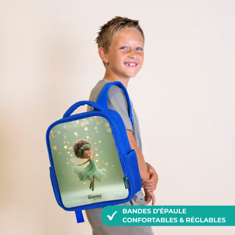 Sac à dos enfant avec nom - Bleu - Fée dansante dans la lumière verte — 4
