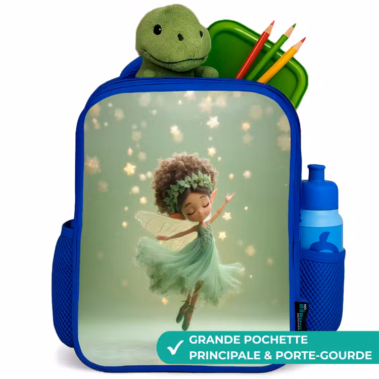 Sac à dos enfant avec nom - Bleu - Fée dansante dans la lumière verte — 5