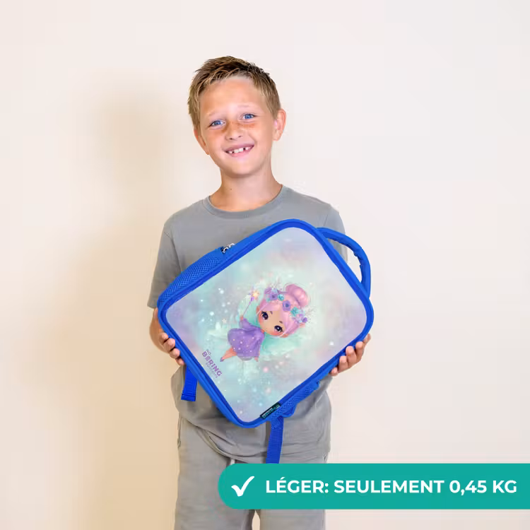 Sac à dos enfant avec nom - Bleu - Fée des fleurs en pastel brillant — 3