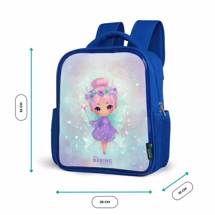 Sac à dos enfant avec nom - Bleu - Fée des fleurs en pastel brillant — 6