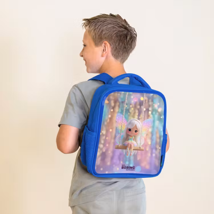 Sac à dos enfant avec nom - Bleu - Fée - Elfe - Arc-en-ciel — 2