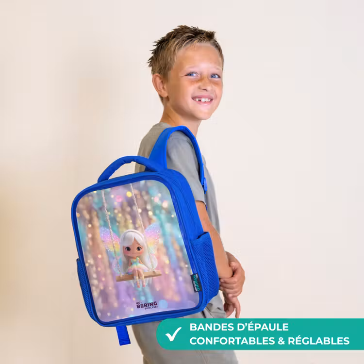 Sac à dos enfant avec nom - Bleu - Fée - Elfe - Arc-en-ciel — 4