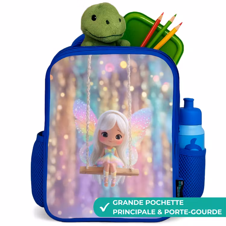 Sac à dos enfant avec nom - Bleu - Fée - Elfe - Arc-en-ciel — 5