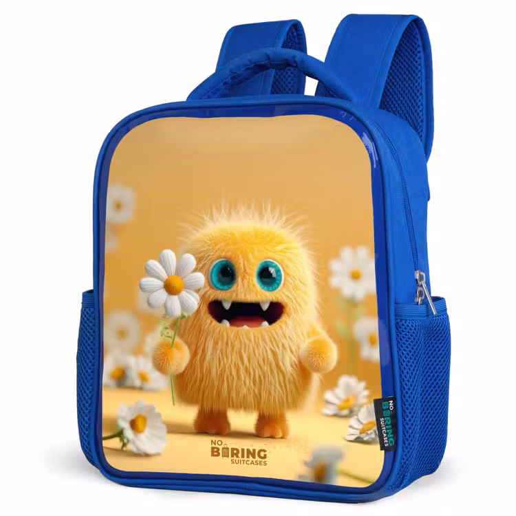 Sac à dos enfant avec nom - Bleu - Monstre - Créature - Fleur - Jaune — 7