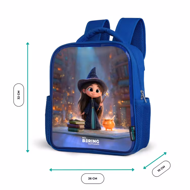 Sac à dos enfant avec nom - Bleu - Petite enchanteresse dans la bibliothèque — 6