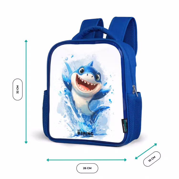 Sac à dos enfant avec nom - Bleu - Requin - Dents - Eau — 6