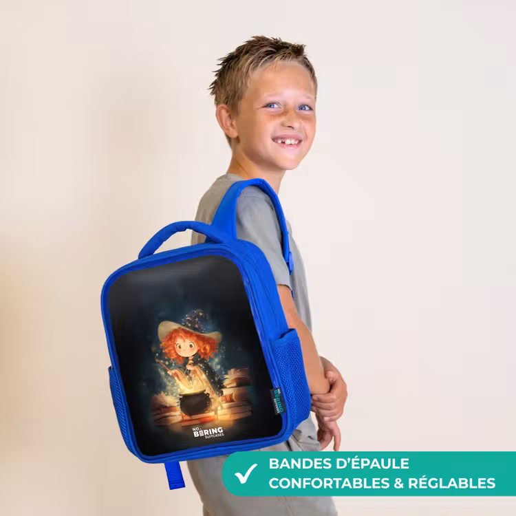 Sac à dos enfant avec nom - Bleu - Sorcière avec potion étincelante — 4