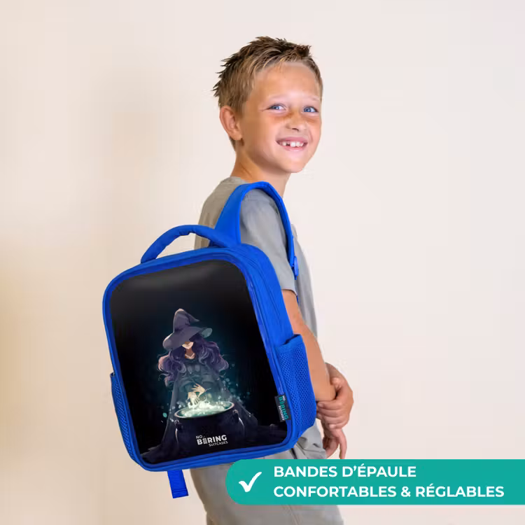 Sac à dos enfant avec nom - Bleu - Sorcière - Chaudron - Magie — 4