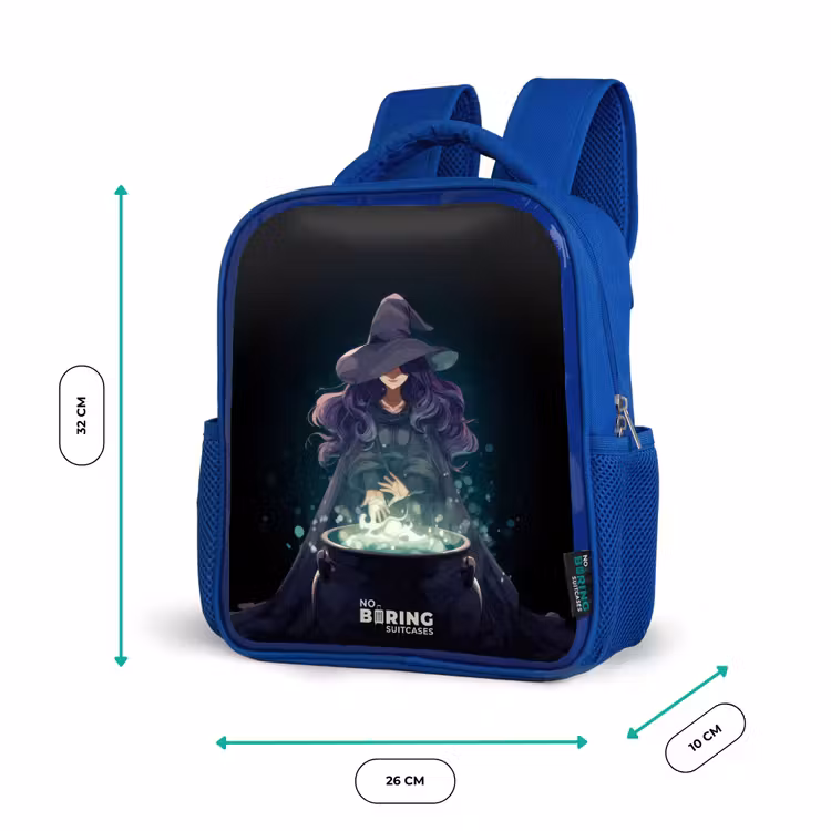 Sac à dos enfant avec nom - Bleu - Sorcière - Chaudron - Magie — 6
