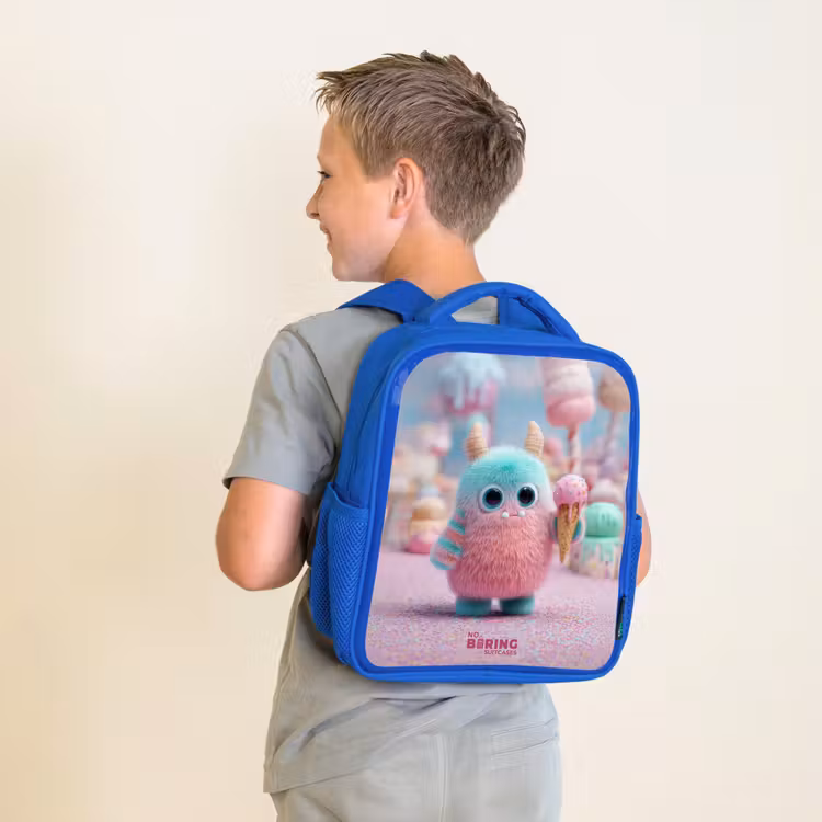 Sac à dos enfant avec nom - Bleu - Sweet Monster Candy Adventure — 2