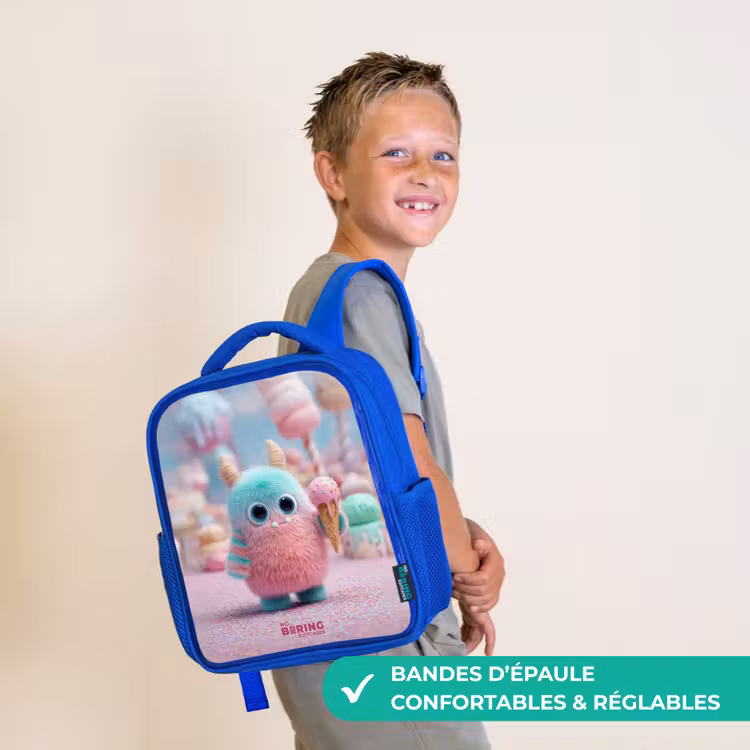 Sac à dos enfant avec nom - Bleu - Sweet Monster Candy Adventure — 4