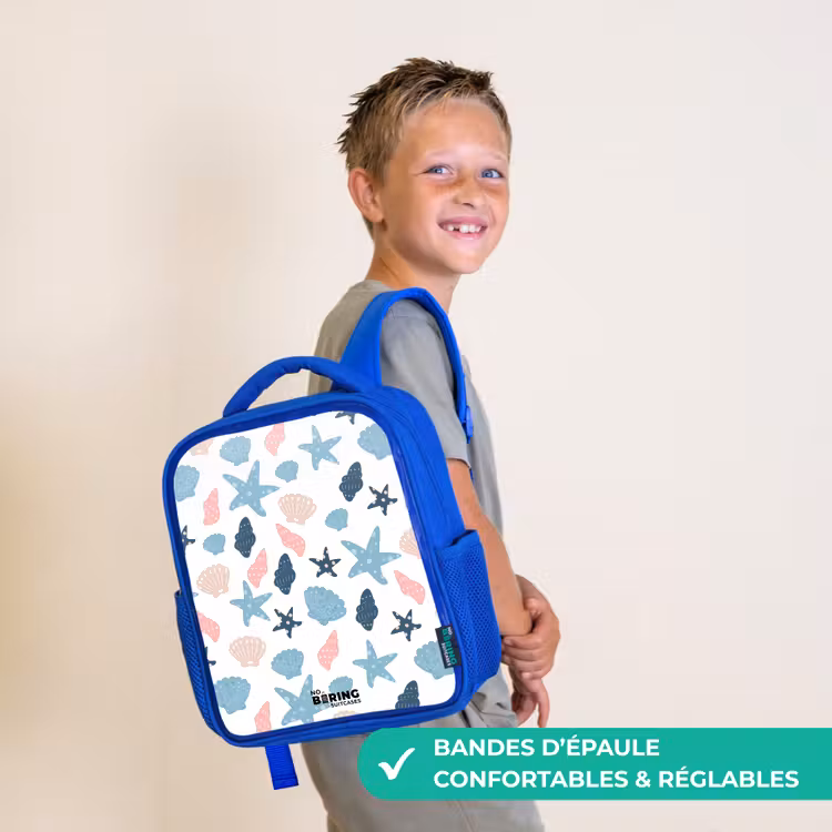Sac à dos enfant - Bleu - Motif coquillage coloré — 4