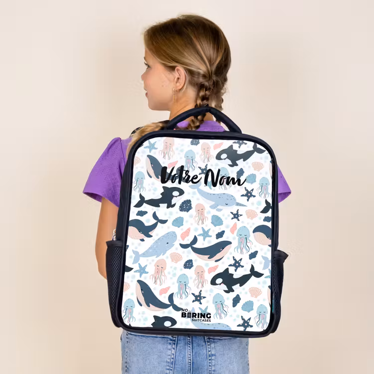 Sac à dos enfant - Noir - Animaux marins colorés — 4