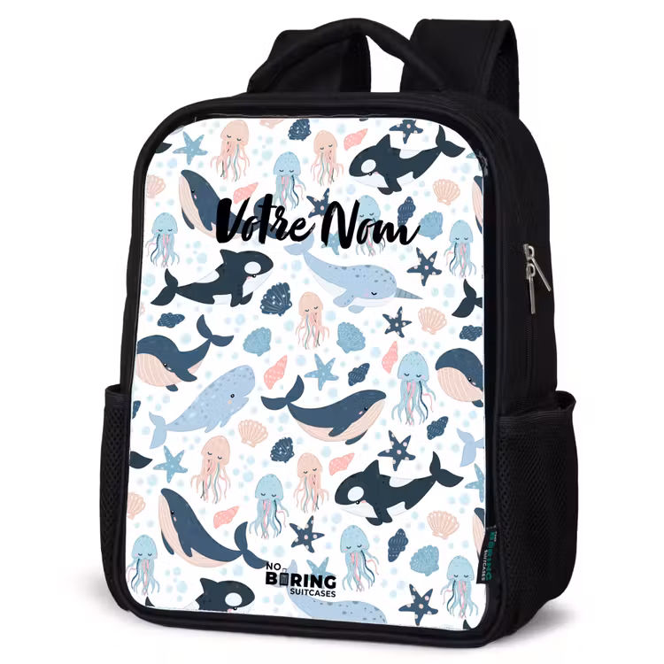 Sac à dos enfant - Noir - Animaux marins colorés — 6