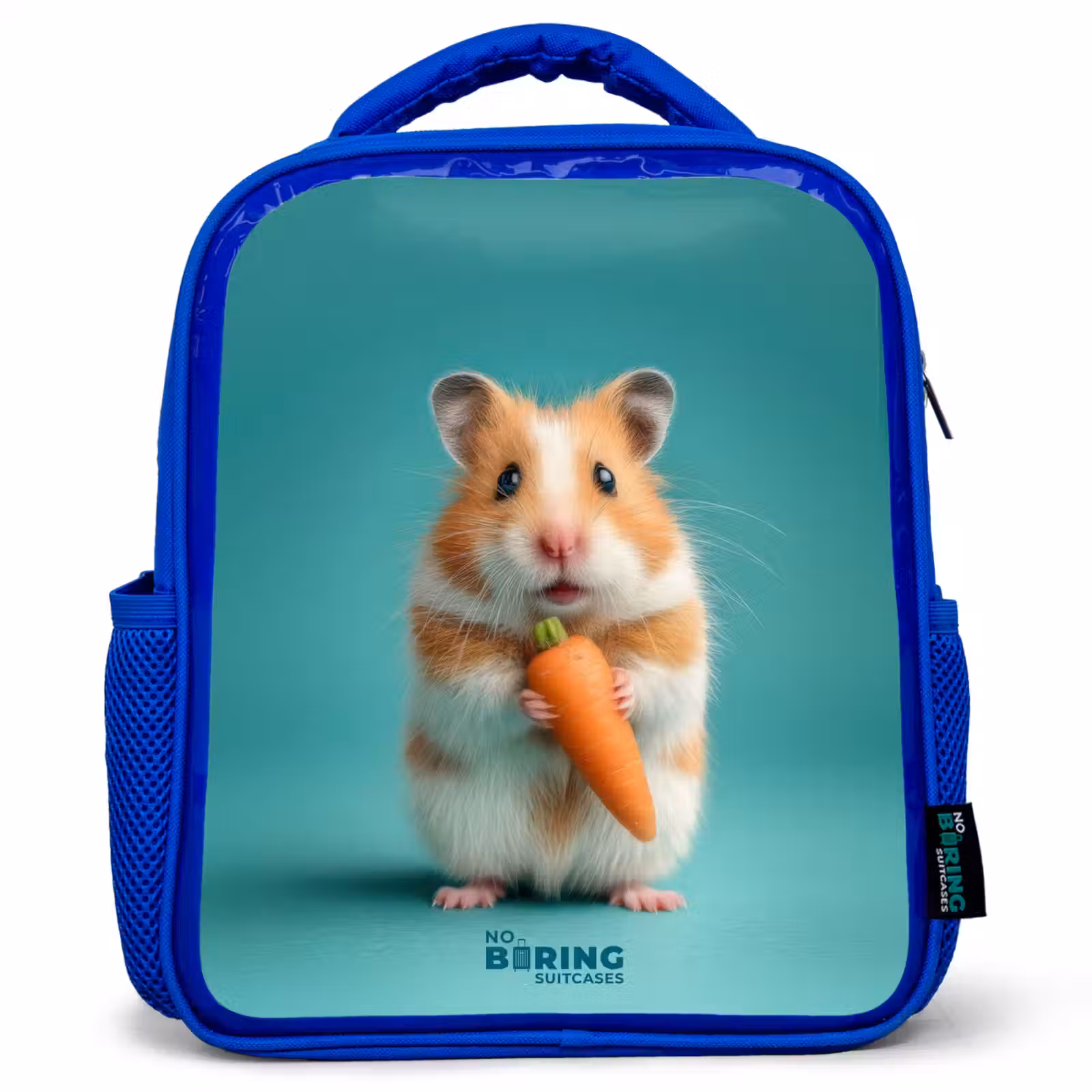Sac à dos enfant avec nom - Bleu - Hamster - Carotte - Animal — 1