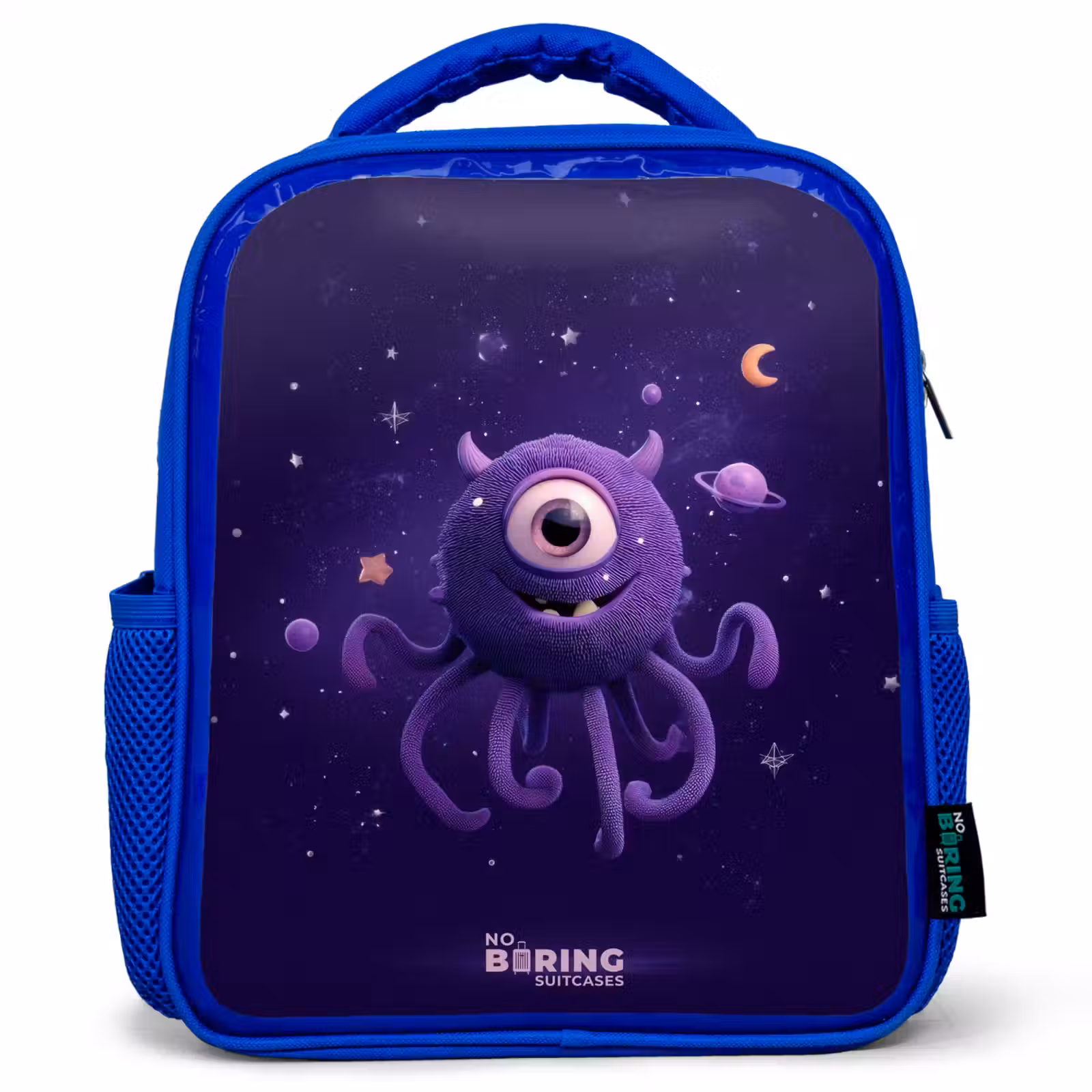 Sac à dos enfant avec nom - Bleu - Monstre cosmique à tentacules — 1