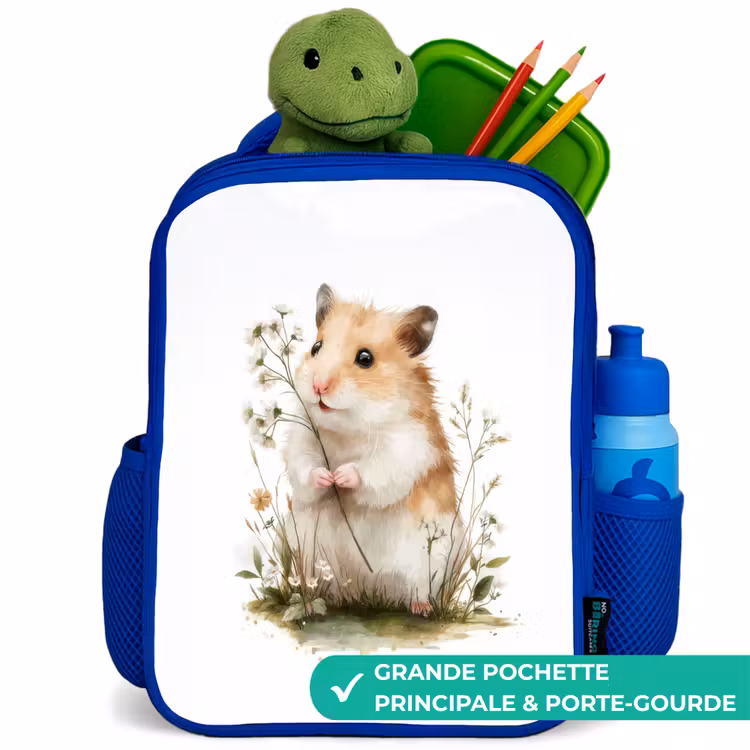 Sac à dos enfant avec nom - Bleu - Animal - Nature - Hamster — 5