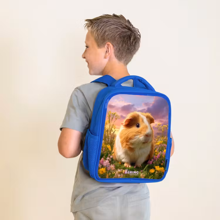 Sac à dos enfant avec nom - Bleu - Cochon d'Inde - Nature - Animal — 2