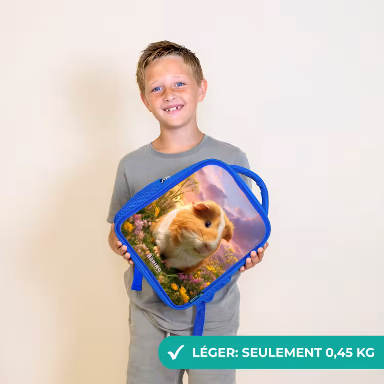 Sac à dos enfant avec nom - Bleu - Cochon d'Inde - Nature - Animal — 3