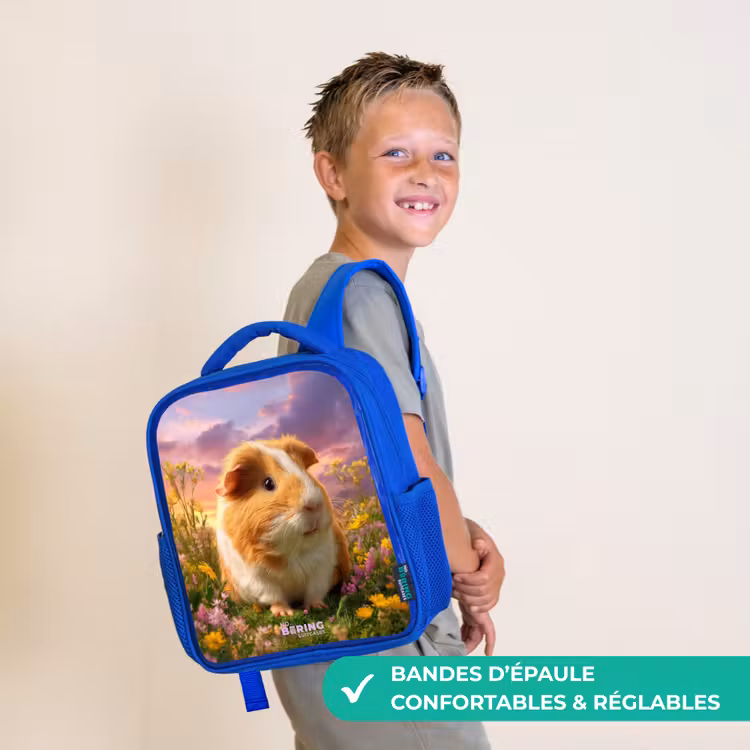 Sac à dos enfant avec nom - Bleu - Cochon d'Inde - Nature - Animal — 4