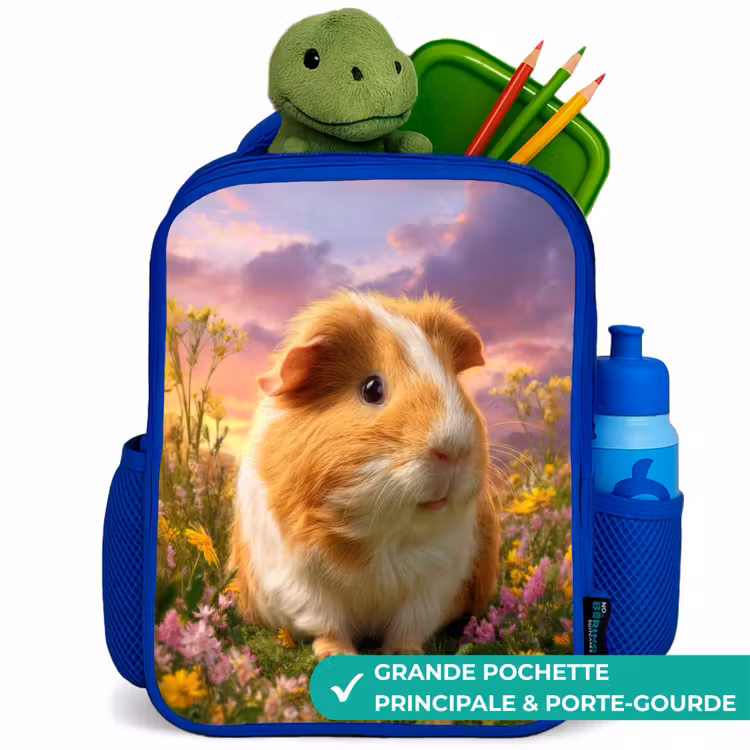 Sac à dos enfant avec nom - Bleu - Cochon d'Inde - Nature - Animal — 5