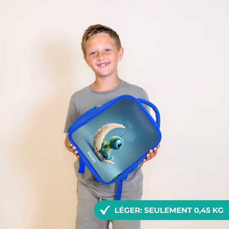 Sac à dos enfant avec nom - Bleu - Créature rêveuse sur la lune — 3