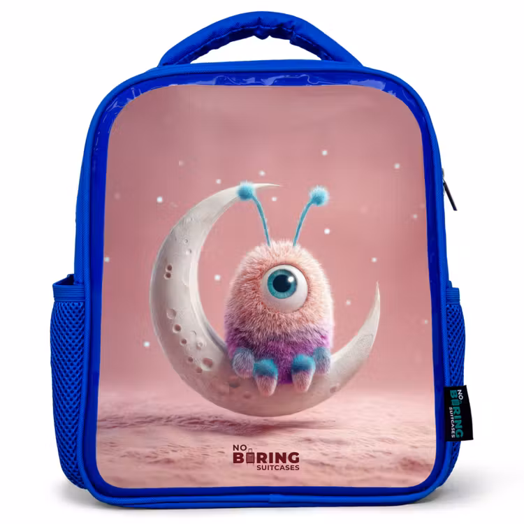 Sac à dos enfant avec nom - Bleu - Fauteuil à bascule avec Fluffy Weasel — 1