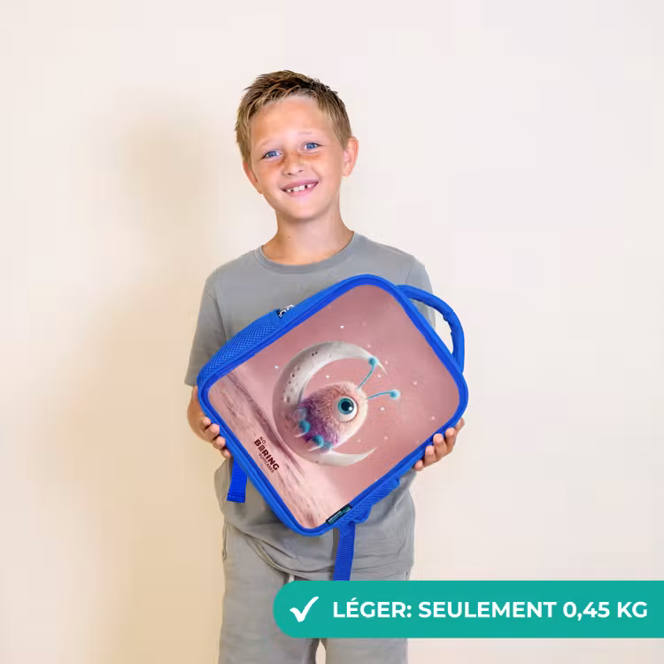 Sac à dos enfant avec nom - Bleu - Fauteuil à bascule avec Fluffy Weasel — 3