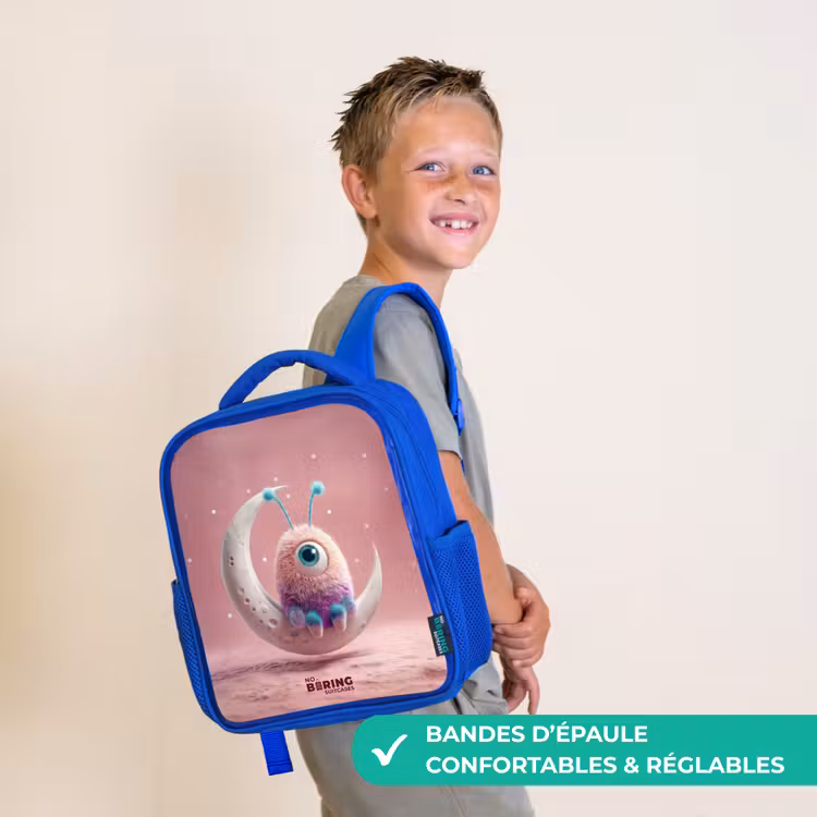 Sac à dos enfant avec nom - Bleu - Fauteuil à bascule avec Fluffy Weasel — 4